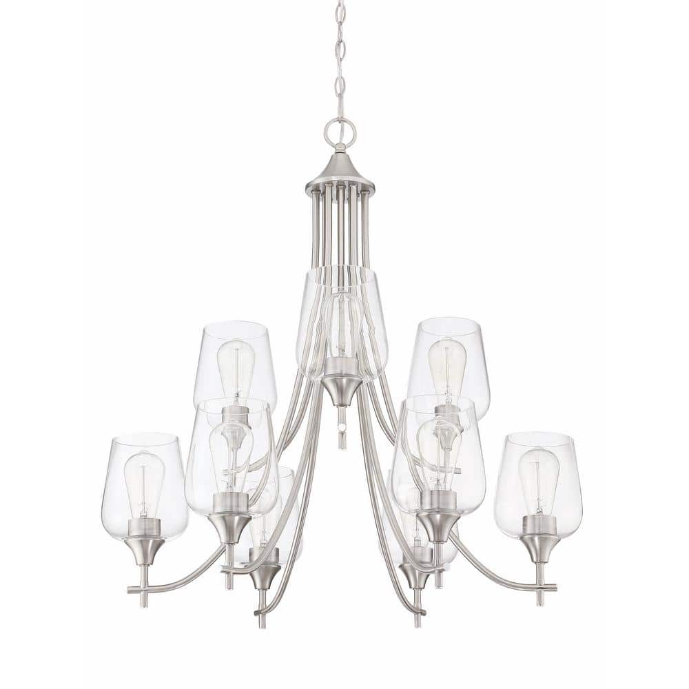 9Light Brushed Nickle Vintage Chandelier ZHY51949 The Home Depot