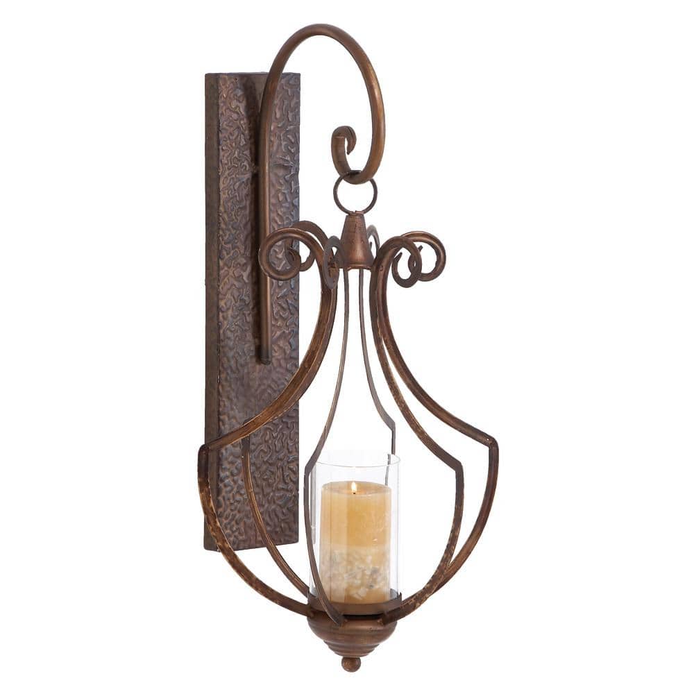 Bronze Iron and Glass Wall Sconce Lantern