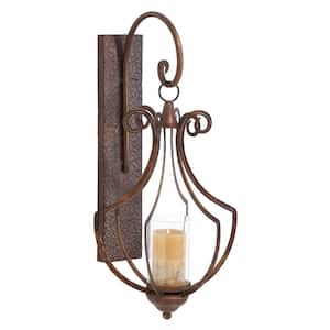25 in. Bronze Metal Single Candle Wall Sconce