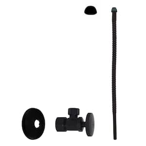 5/8 in. x 3/8 in. OD x 15 in. Corrugated Riser Supply Line Kit with 1/4-Turn Round Handle Angle Valve, Matte Black