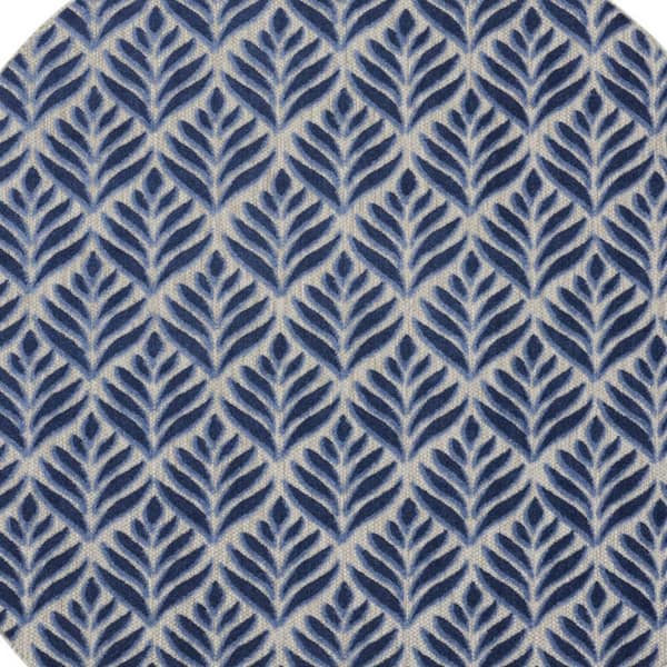 Blue 8 ft. Round Loomed Floral Polypropylene Round Indoor/Outdoor Area Rug