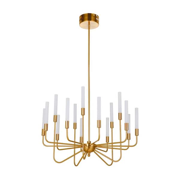 CRAFTMADE Valdi 15-Light Dimmable Integrated LED Satin Brass Finish Transitional Chandelier for Kitchen/Dining/Foyer