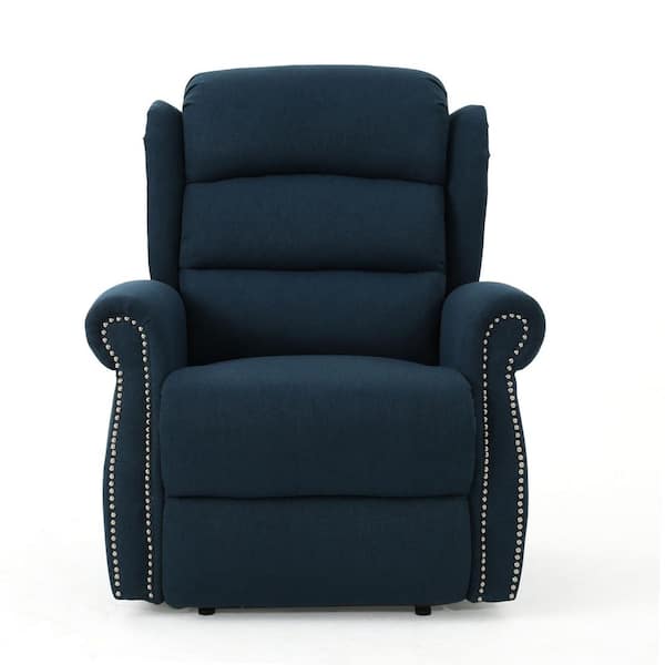 Noble House Dezzie Navy Blue Fabric Glider Recliner with Power Reclining