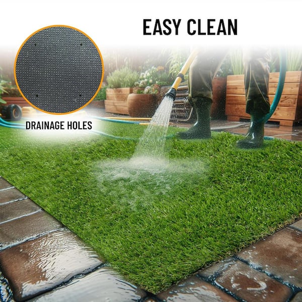 Ottomanson Pet Training Easy Clean 3 ft. x 3 ft. Indoor/Outdoor Green Reusable Training Artificial Grass Pad, Runner Rug