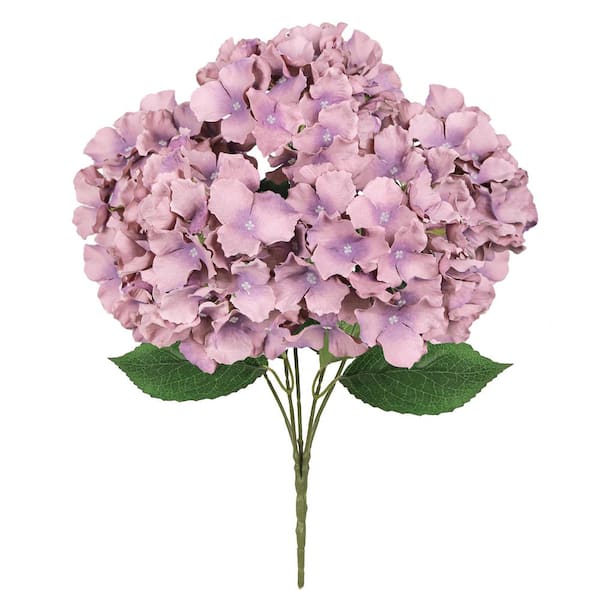 19 in. Mauve Purple Artificial Hydrangea Flower Stem Bush Bouquet (Set-2)