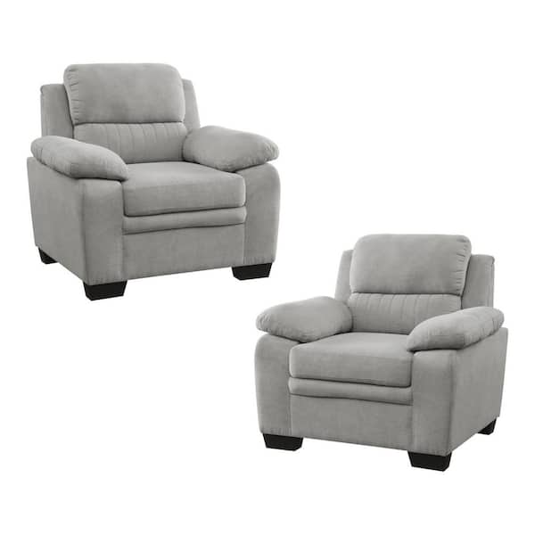 EVERGLADE HOME Deliah Light Gray Textured Fabric Upholstered Accent Chair (Set of 2)
