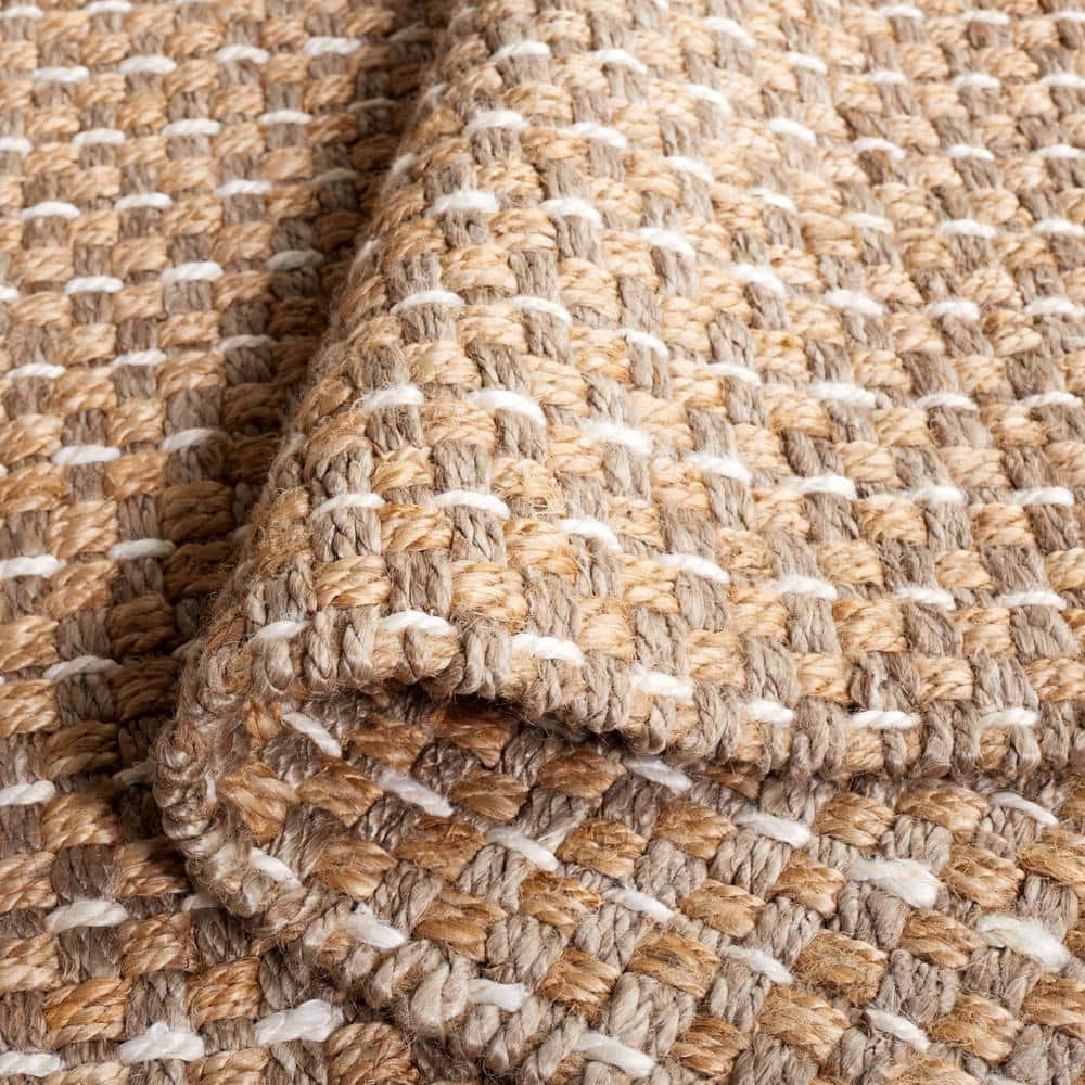 Ivory and Natural Handwoven Jute 6' x 9' Area Rug