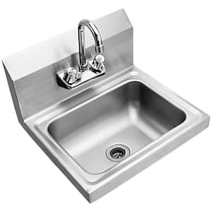 17 in. Wall Mount Stainless Steel 1-Compartment Commercial Hand Wash Sink with Faucet