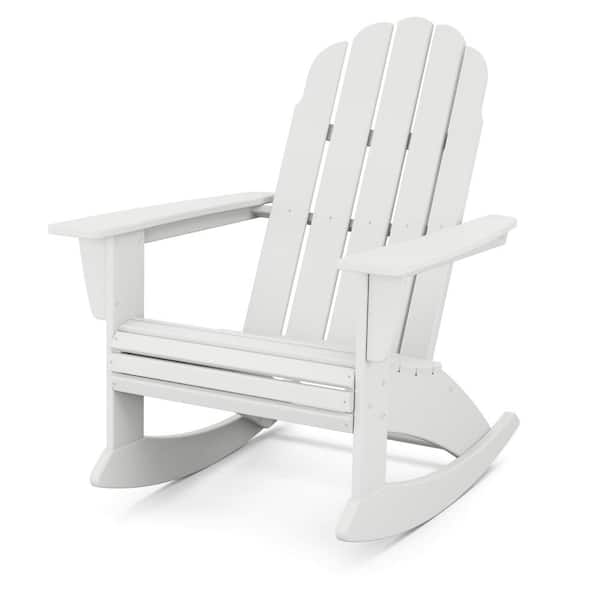 POLYWOOD Vineyard Curveback White HDPE Plastic Adirondack Outdoor Rocking Chair