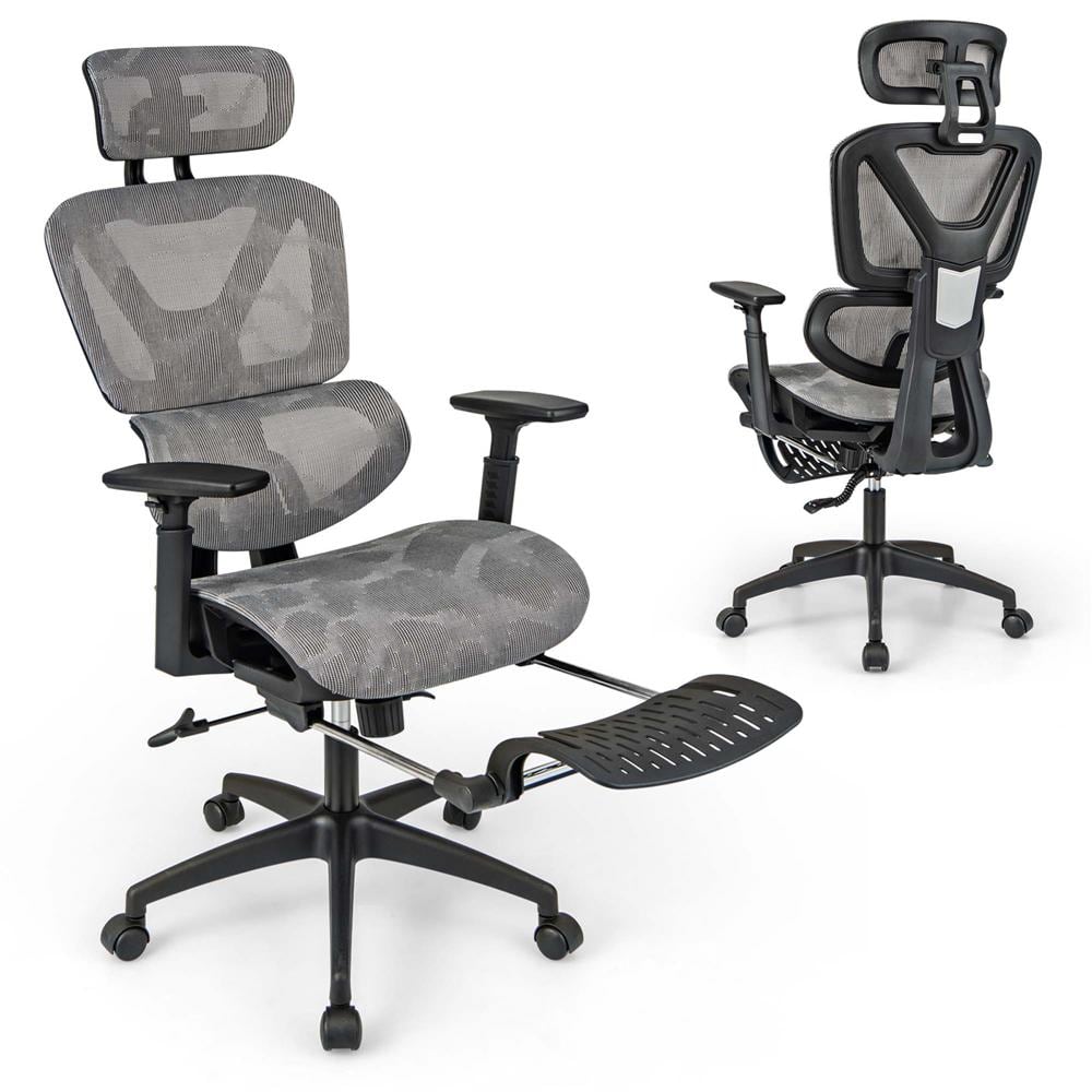 Costway Mesh Fabric Tilting Ergonomic Office Chair in Gray