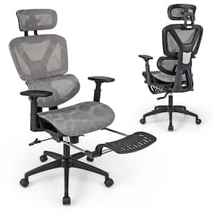 Mesh Fabric Tilting Ergonomic Office Chair in Gray with 90°-120° Tilting Backrest Lumbar Support