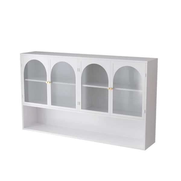 Unbranded 47.25 in. W x 9.05 in. D x 27.55 in. H Bathroom Storage Wall Cabinet in White with 4 Doors for Kitchen and Living Room