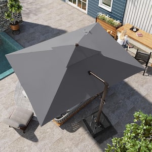 Double Top 13 ft. x 10 ft. Rectangular Heavy-Duty 360-Degree Rotation Cantilever Patio Umbrella in Dark Gray