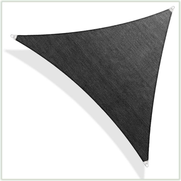 COLOURTREE 24 ft. x 24 ft. 260 GSM Reinforced (Super Ring) Black Triangle Sun Shade Sail Screen Canopy, Patio and Pergola Cover