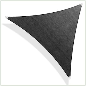 32 ft. x 32 ft. 260 GSM Reinforced (Super Ring) Black Triangle Sun Shade Sail Screen Canopy, Patio and Pergola Cover