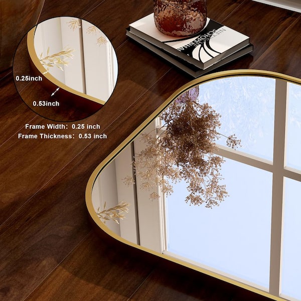 鏡 GRINDLODGE Pyramid Mirrar XRAMFY Gold 25.6 in. W x 70.5 in. H Modern Rectangular Rounded-Top