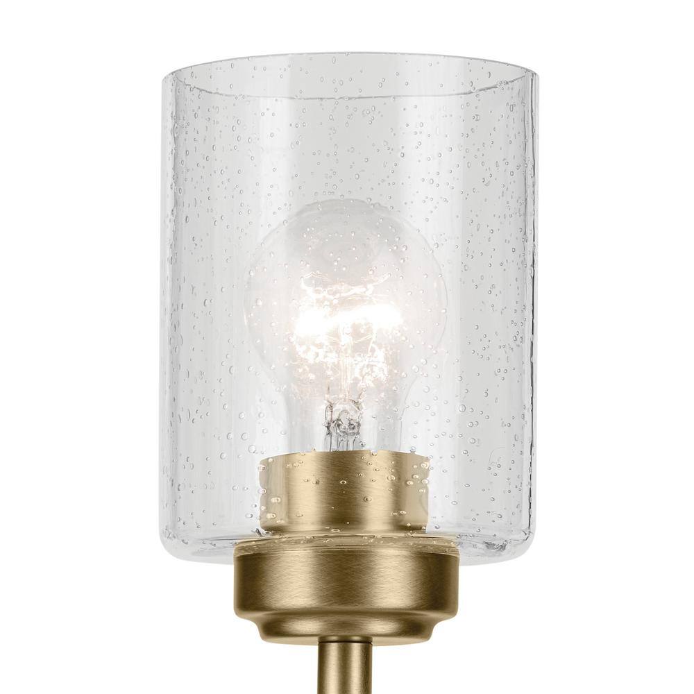 Natural Brass Mini Chandelier with Clear Seeded Glass