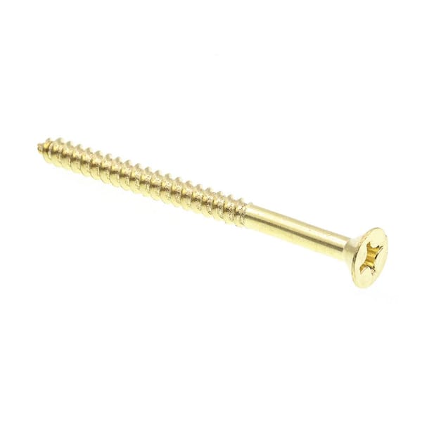 Prime-Line #12 x 3 in. Solid Brass Phillips Drive Flat Head Wood Screws (15-Pack)
