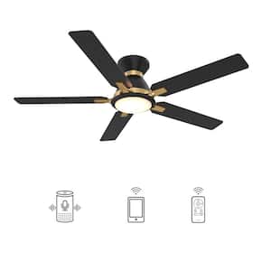 Essex 52 in. Integrated LED Indoor/Outdoor Black Smart Ceiling Fan with Light and Remote, Works w/Alexa/Google Home