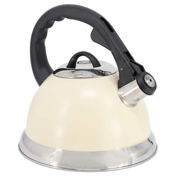 Mr. Coffee Clarefield 9 Cup Stainless Steel Whistling Tea Kettle in White