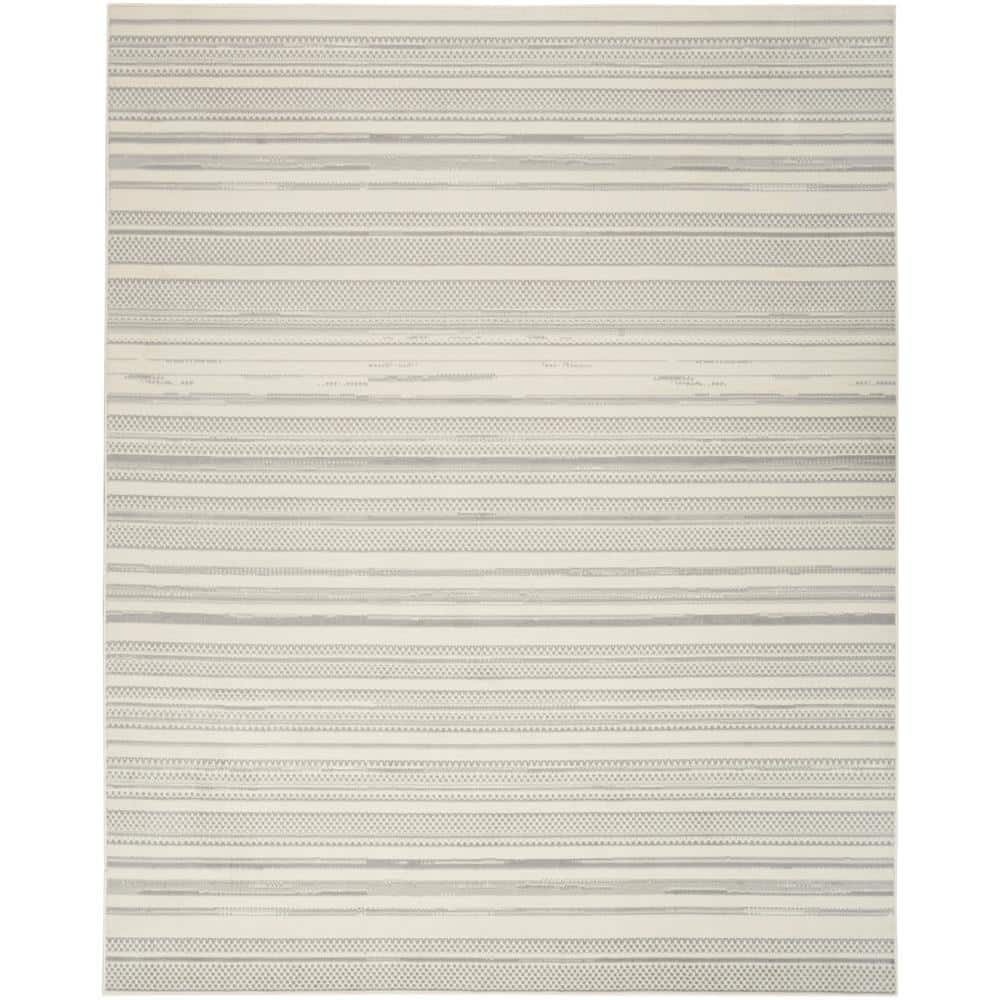 Nourison Grafix Ivory Grey 8 ft. x 10 ft. Abstract Contemporary Area Rug