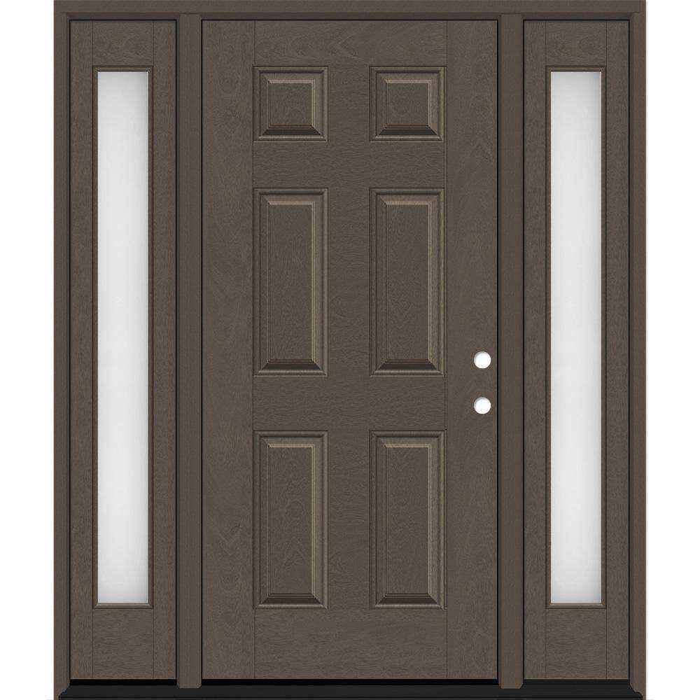 Regency 68 in. x 80 in. 6-Panel LHIS Ashwood Stain Mahogany Fiberglass Prehung Front Door with Obscure 14 in. SLs 6-9/16 price history on PriceWatchPro