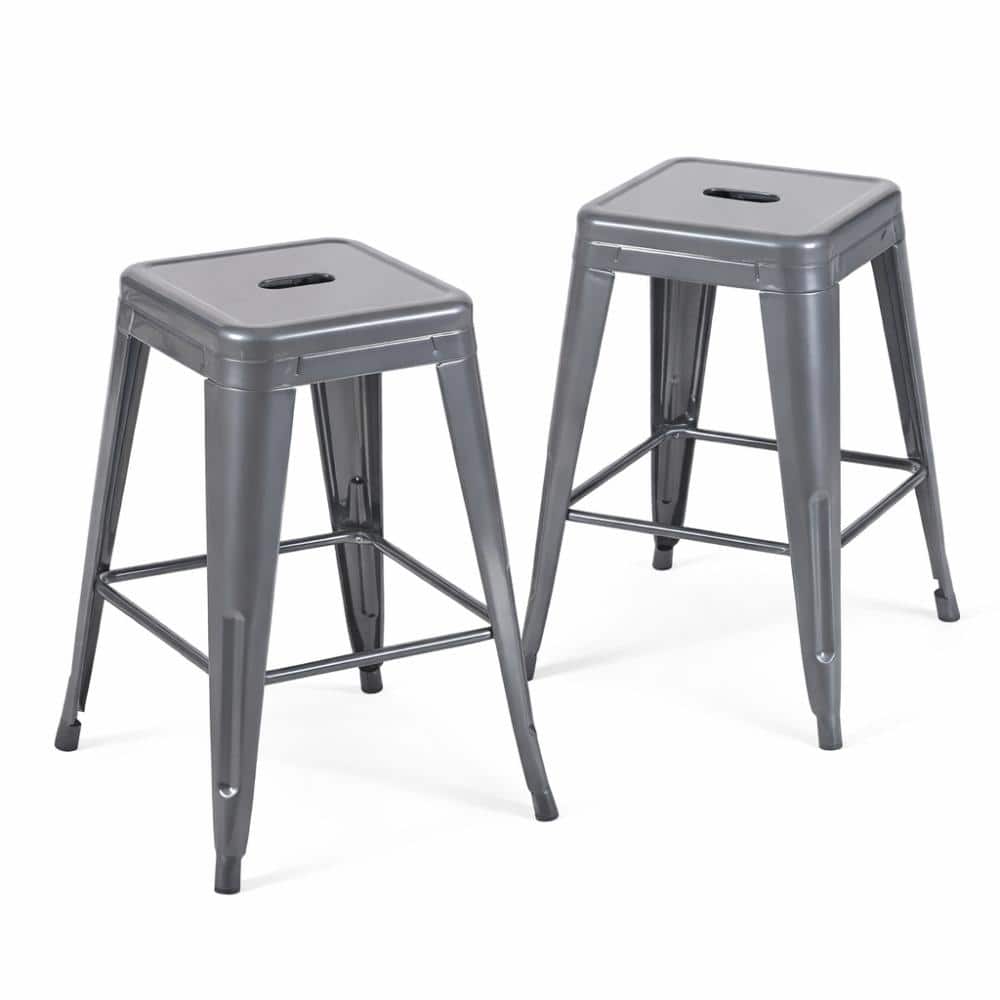 24 in Gray Set of 2 Metal Bar Stools  for  Island price history on PriceWatchPro