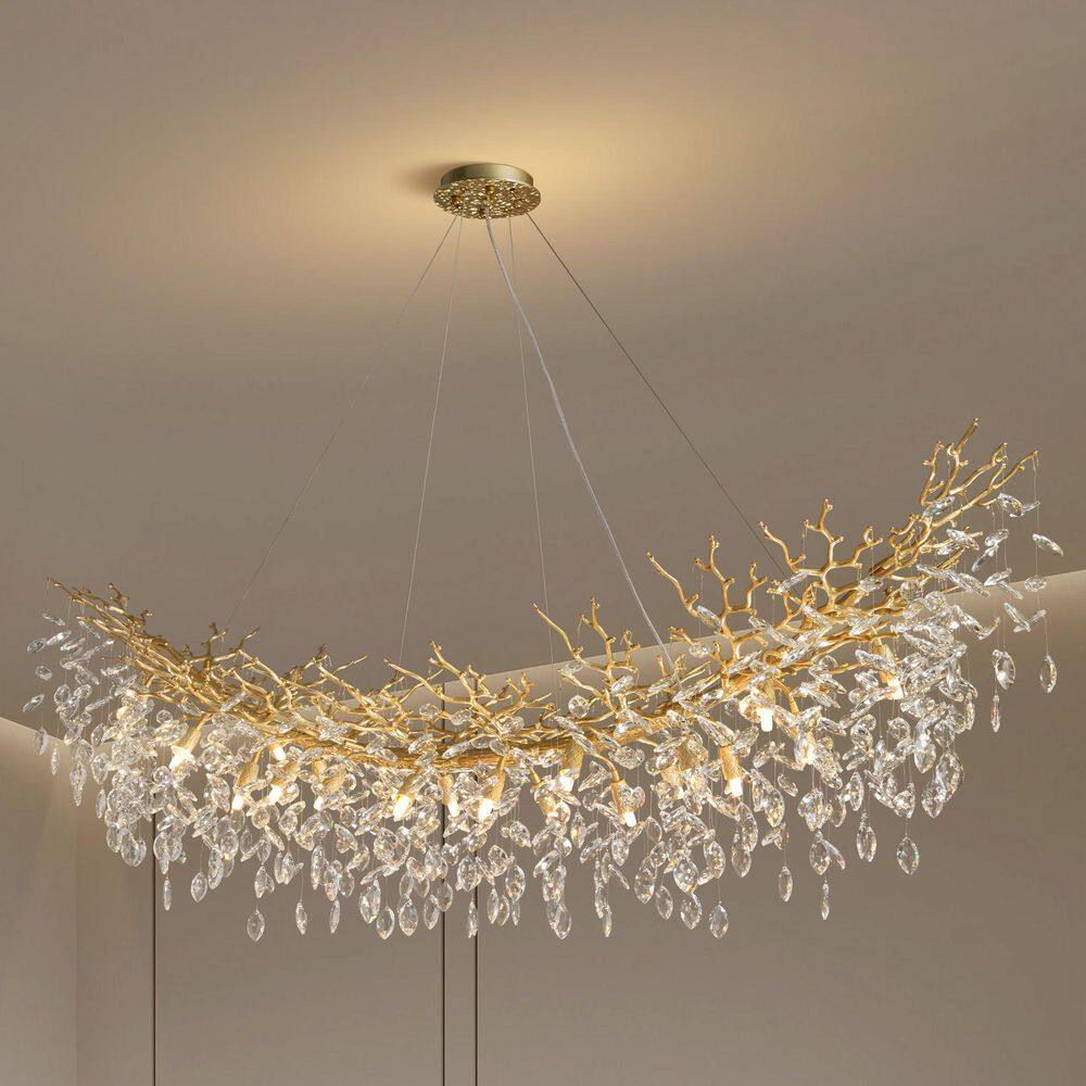 Modern Chandelier 59 in. 12-Light Gold Chandelier for Dinning Room, Living Room, Foyer, Bedroom price history on PriceWatchPro
