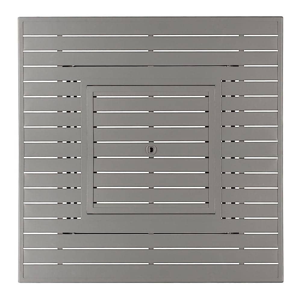 Gray Aluminum Square Gas Fire Pit Table with Glass Beads