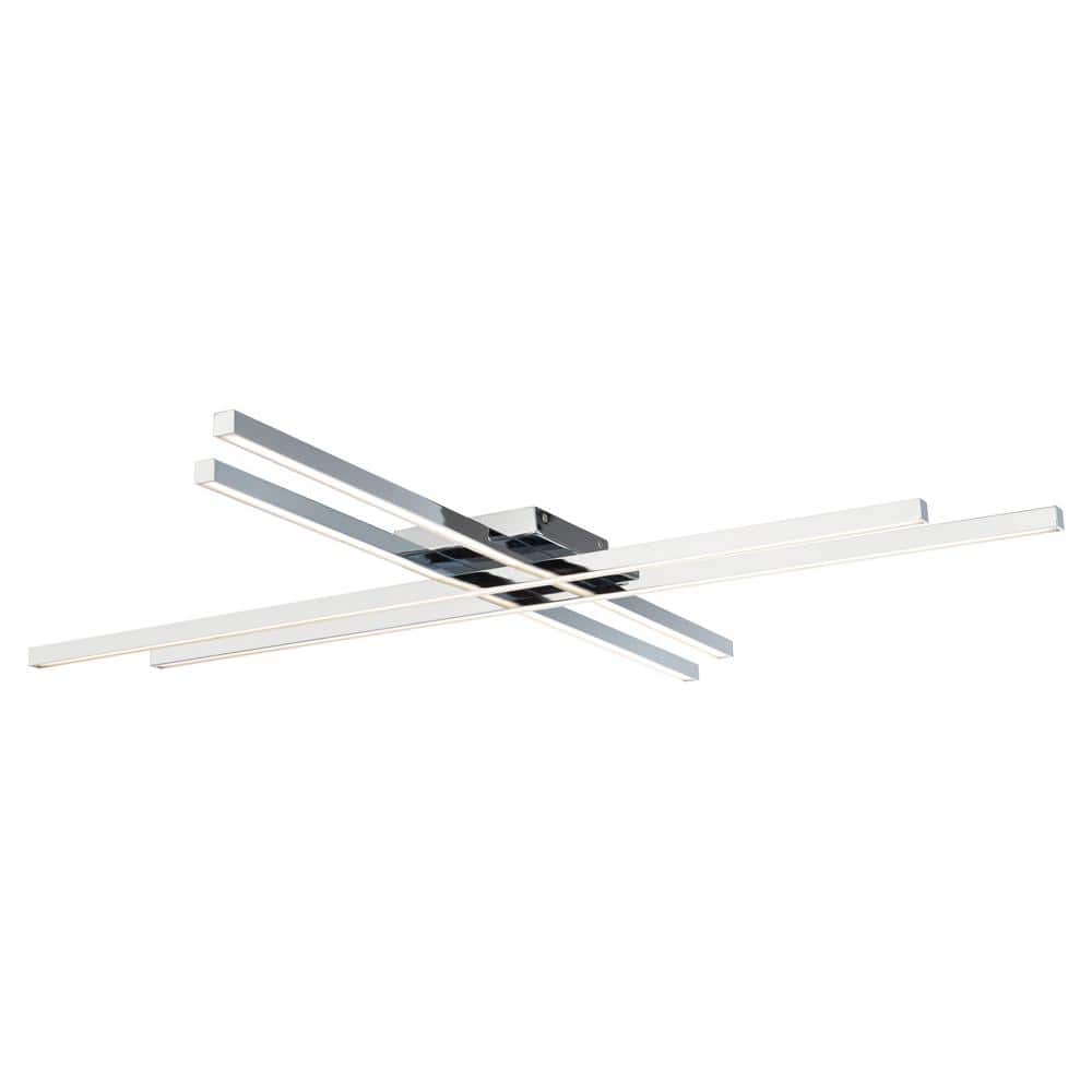 Parallax 42" Chrome LED Flush Mount with White Shade