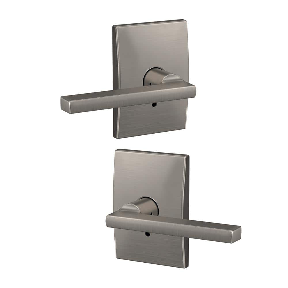 Schlage Custom Latitude Satin Nickel Dummy Door Handle with Century Trim (2Pack) FC172 LAT 619