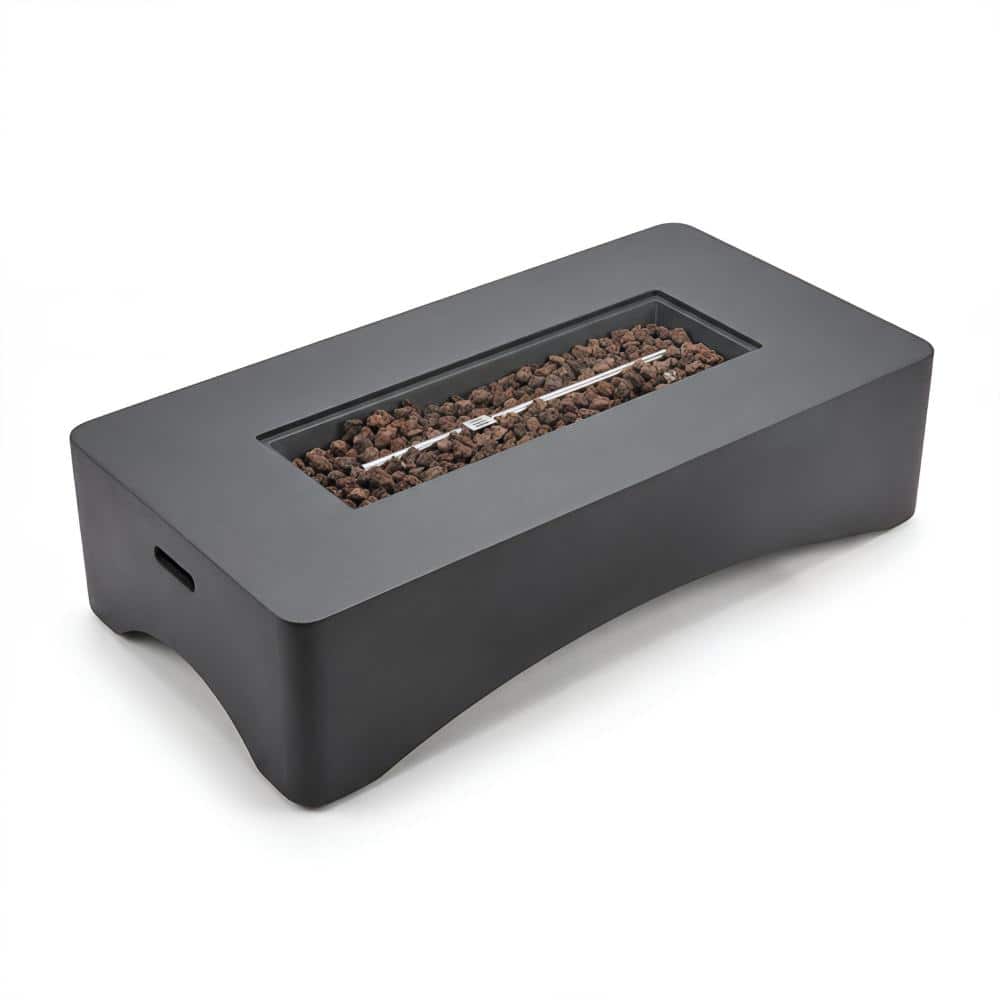 50,000 BTU Outdoor Rectangular Propane Fire Pit Table in Dark Gray
