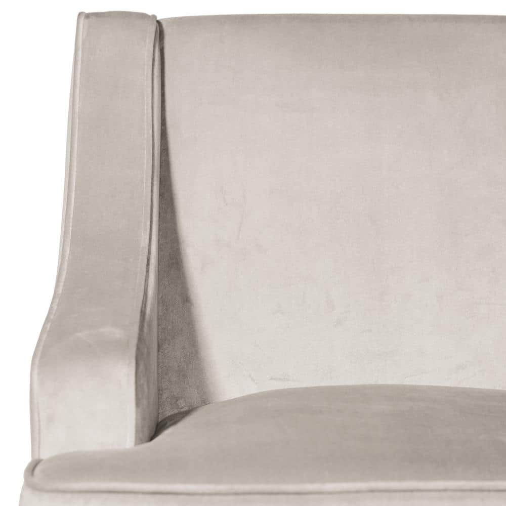 Elegant Gray Velvet Wood Accent Chair with Swoop Arms