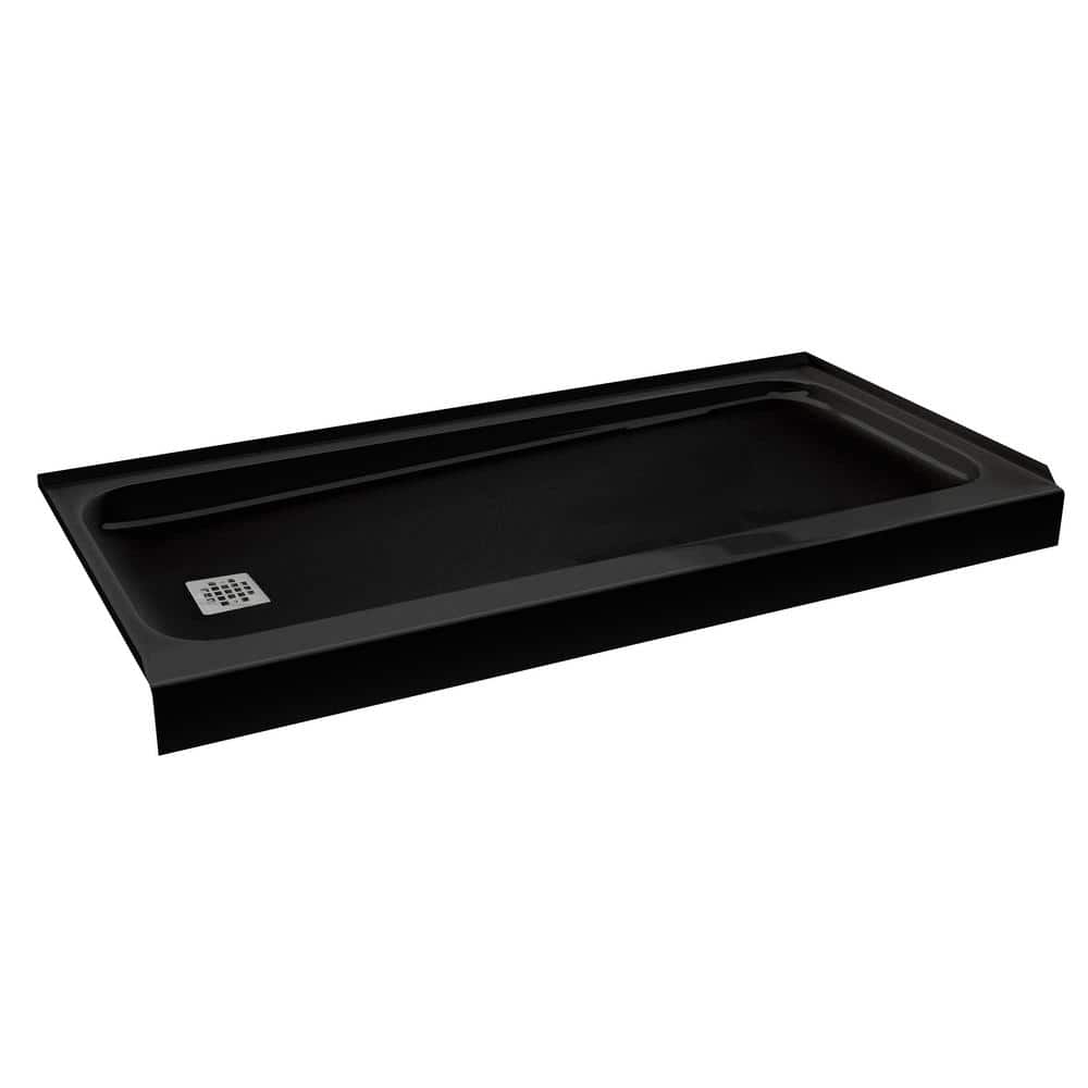 ShowerCast 60 in. x 30 in. Single Threshold Shower Pan in Matte Black Inclu