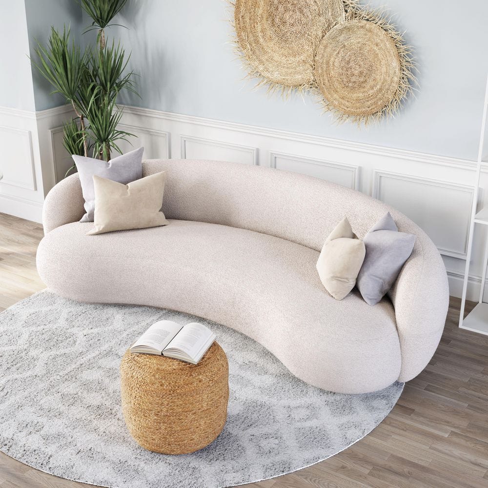 92.1'' Cream Polyester Curved Modern Sofa