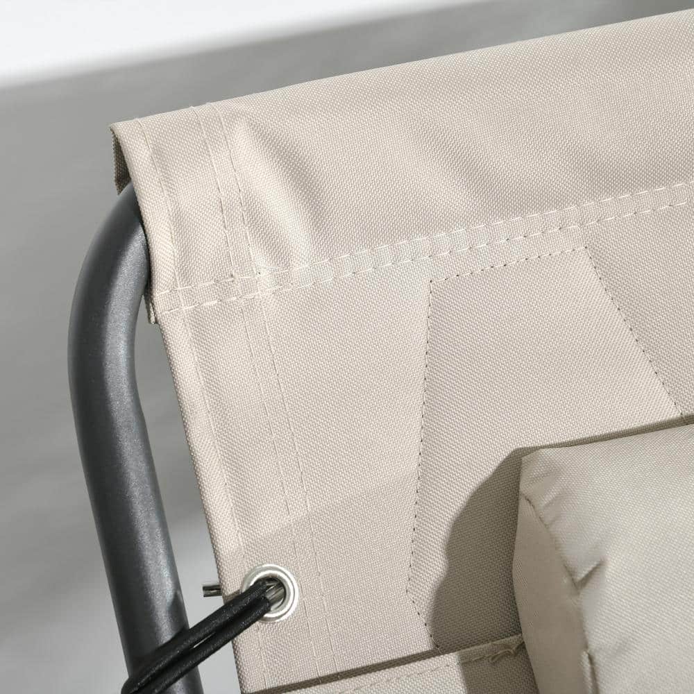 Khaki Padded Folding Armless Chaise Lounge Set