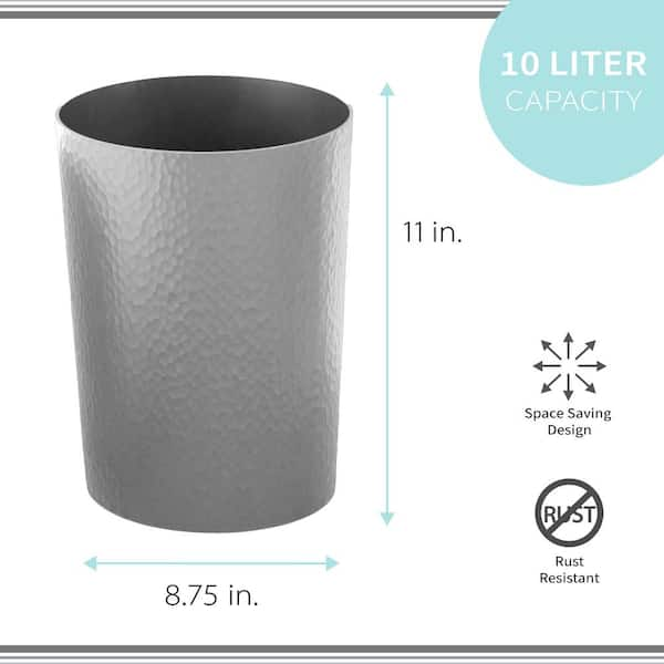 Bath Bliss Hammered Textured Trash Can in Silver, Sliver