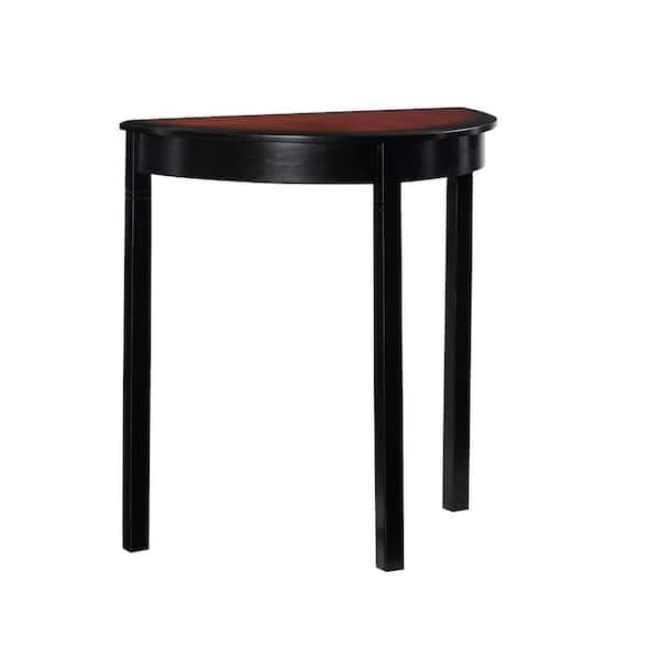 Osborne 26 in. Black/Cherry Half Moon Wood Console Table with Storage