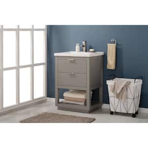 Klein 24 in. W x 18 in. D Bath Vanity in Gray with Porcelain Vanity Top in White with White Basin