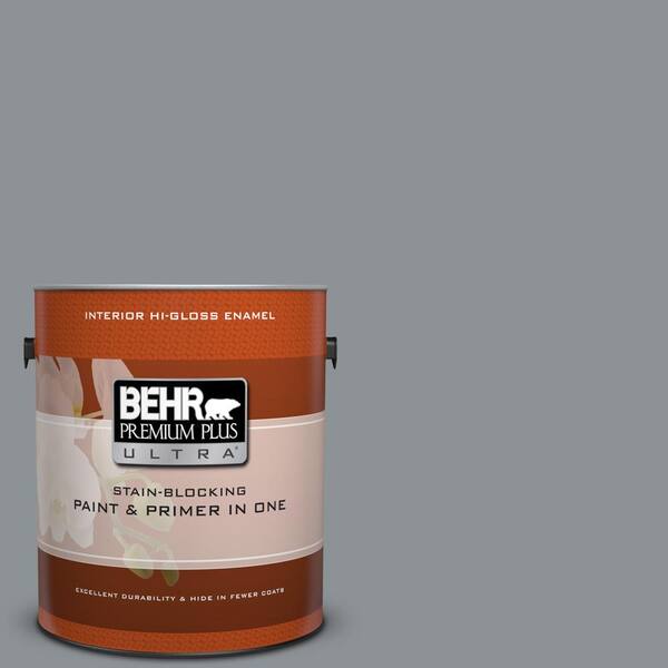BEHR Premium Plus Ultra 1 gal. #PPU26-05 Flint Gray Hi-Gloss Enamel Interior Paint and Primer in One