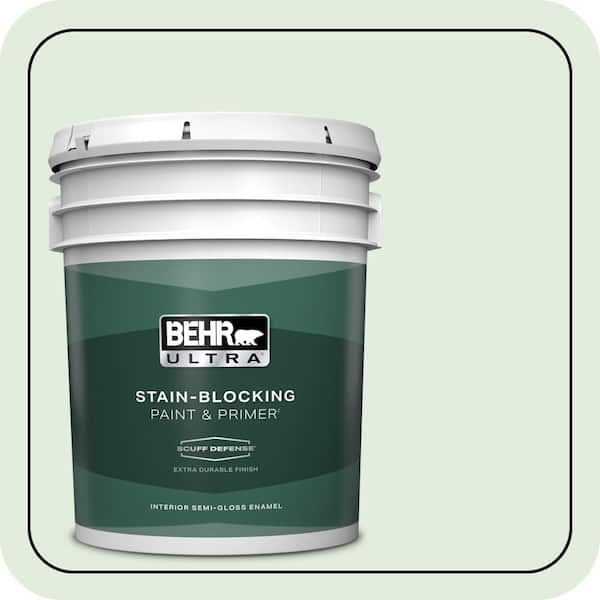 BEHR ULTRA 5 gal. #M400-1 Establish Mint Extra Durable Semi-Gloss Enamel Interior Paint & Primer