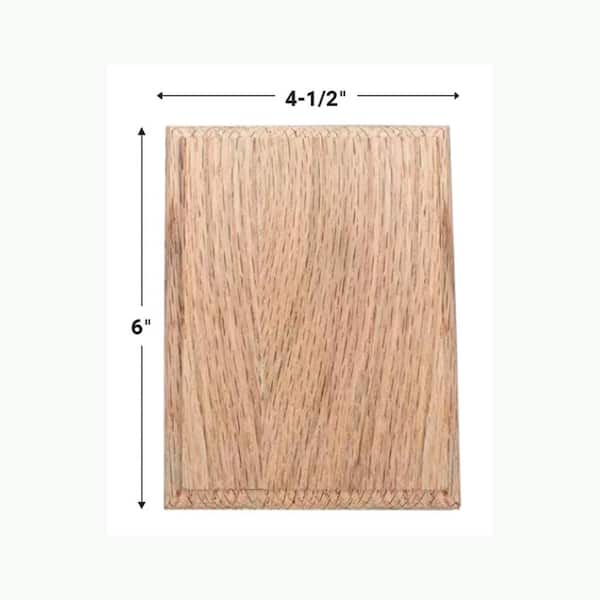 EVERMARK Stair Parts 7327 4-1/2 in. x 6 in. Unfinished Red Oak Craftsman Rosette Handrail Fitting