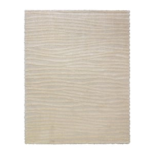 Cason Mamie Ivory 10 ft. x 13 ft. Striped Shag Indoor Area Rug