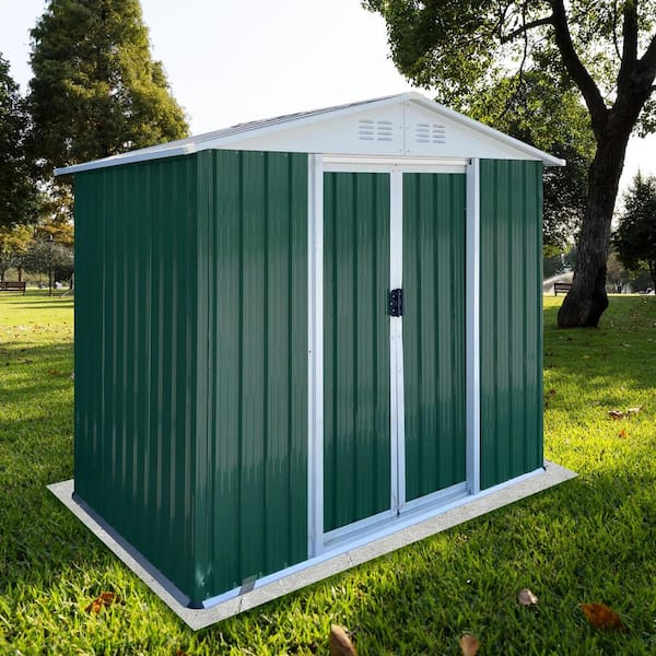 Zeus & Ruta 6 ft. x 4 ft. White and Green Aluminum Alloy Outdoor Zeus & Ruta 6 ft. x 4 ft. White and Green Aluminum Alloy Outdoor