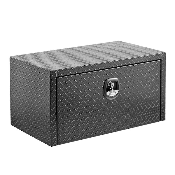 36 in. Black Aluminum Underbody Waterproof Truck Tool Box, Heavy Duty Trailer Tool Storage Box with Lock