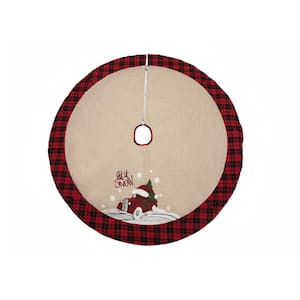 56 in. Let It Snow Embroidered Softy Tufted Snow Christmas Tree Skirt