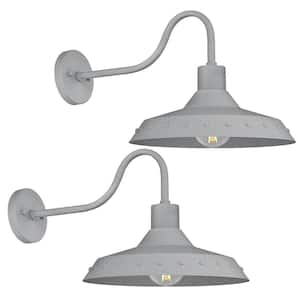 16 in. Granite Grey Finish Outdoor Hardwired Wall Sconce Barn with No Bulbs Included (2-Pack)