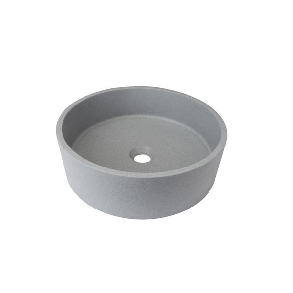 Amucolo 15.35 in. Concrete Round Bathroom Vessel Sink in Gray