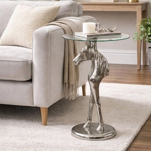 16 in. Clear Round Glass End Table