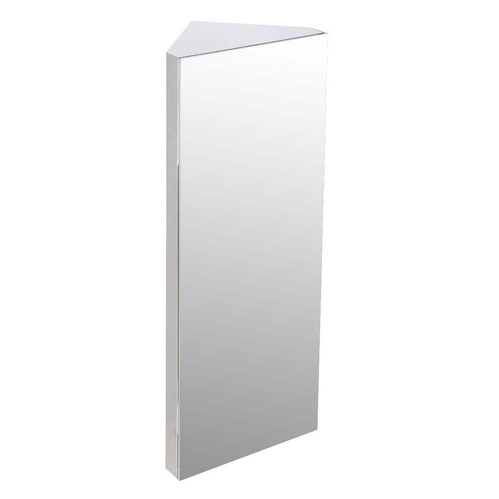 Stainless Steel Silver Corner Mount Medicine Cabinet with 3
